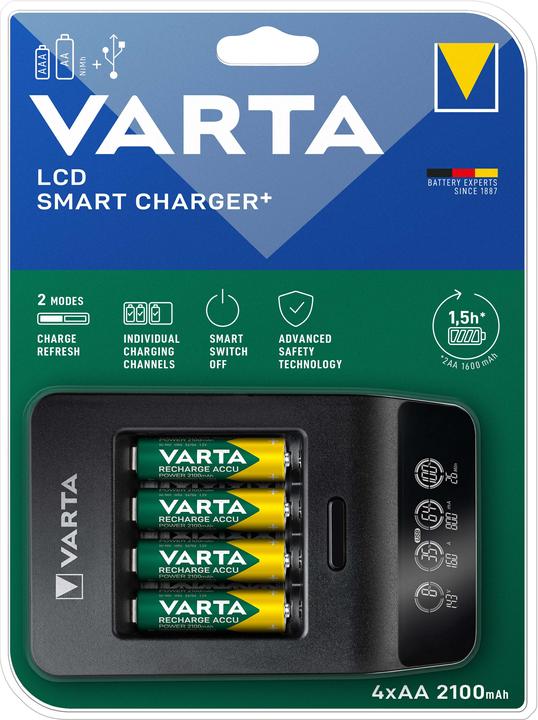 Produktbild Varta LCD Smart Charger+ (1 Stk., AA, 2100 mAh, Ladegerät inkl. Akku)