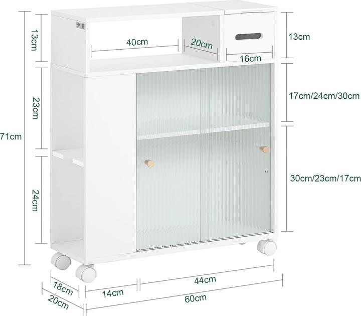 Produktbild SoBuy Nischenregal mit Glastür (20 x 60 x 71 cm)