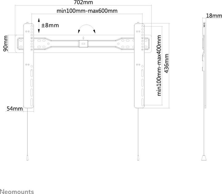 Image du produit Neomounts LED-W600BLACK (Mur, 52", 25 kg)