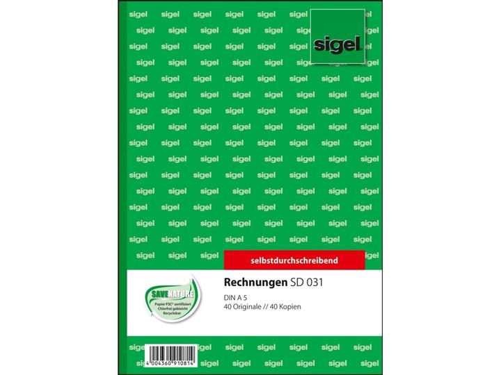 Produktbild Sigel Rechnungsblock Papierformat: DIN A5 selbstdurchschreibend: Ja