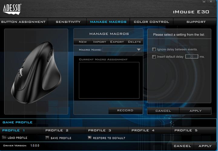 Actual product image Adesso iMouse E30 Mouse RF Wireless Optical 2400 DPI right (Wireless)