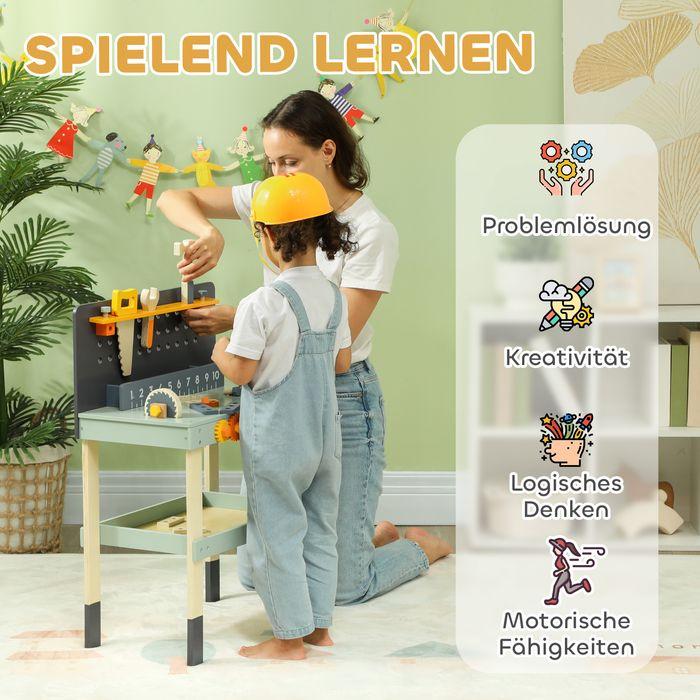 Immagine prodotto Swisshandel24 Kinder Werkbank mit Werkzeug und Zubehör, Werkzeugbank für Kinder 3-6 Jahre