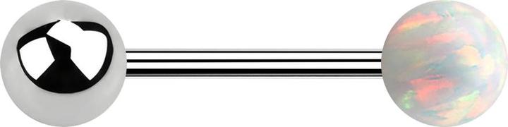 Actual product image Star Piercing Micro barbell silver with ball and ball opal white (Surgical steel 316L, without brass)