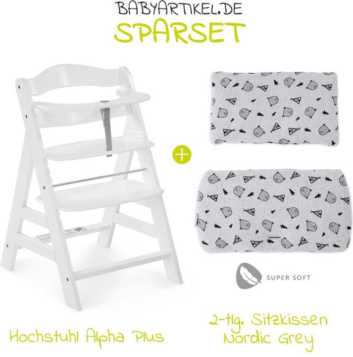 Produktbild Hauck Hochstühle Hochstuhl Alpha Plus White - im Sparset inkl. (Hochstuhl)