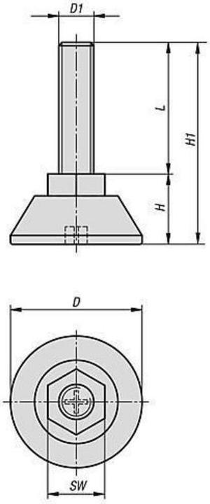Produktbild Kipp Stellfuss, K0675, Polyamid, rund, mit Sechskant