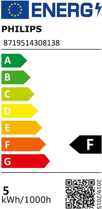 Energy Label Philips Professional Master LED (GU10, 4.80 W, 355 lm, 1 x, F)