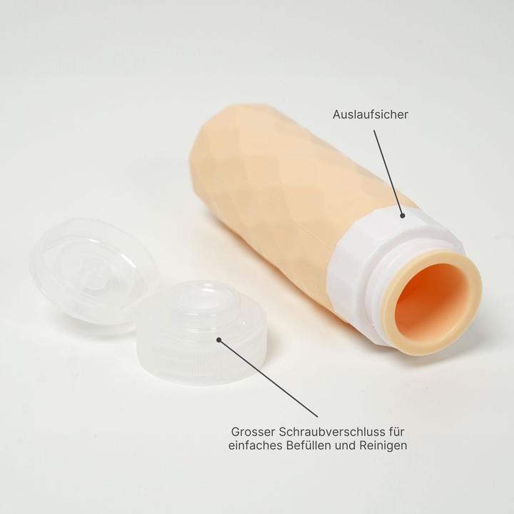 Immagine prodotto Hermex Set di 4 bottiglie da viaggio in silicone da spremere (Prodotto per l'igiene, Sacchi liquidi, Set manicure)