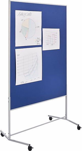 Actual product image eurokraft basic Mobile pinboard, fabric covering/whiteboard, WxH 1200 x 1500 mm, blue. (120 x 150 cm)