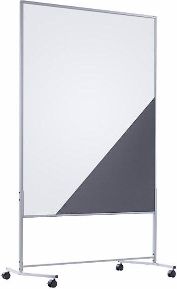 Produktbild eurokraft basic Moderationswand, mobil, Textilbezug / Whiteboard, BxH 1200x1500 mm, grau (120 x 150 cm)