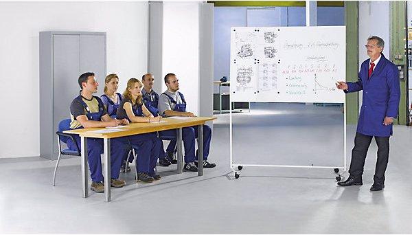 Produktbild eurokraft basic Whiteboard mit Fahrgestell, Stahl, beschichtet, BxH 1500x1000 mm (150 x 100 cm)