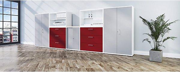 Image du produit Mauser Armoire à portes battantes, h x l x p 1956 x 800 x 432 mm, 4 tablettes, blanc