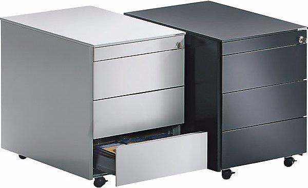Produktbild Mauser Schubladencontainer, Rollen, 570x800mm, Stahlplatte, 3xSchublade, weiss/grün/weiss