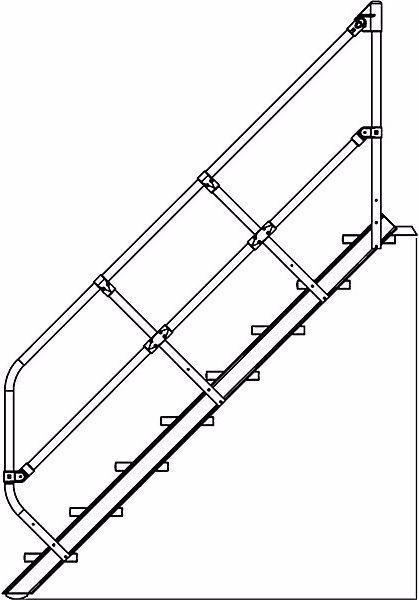 Image du produit Munk Escalier industriel, marches en tôle d'acier perforée largeur 600 mm, 8 marches. (Échelle simple)