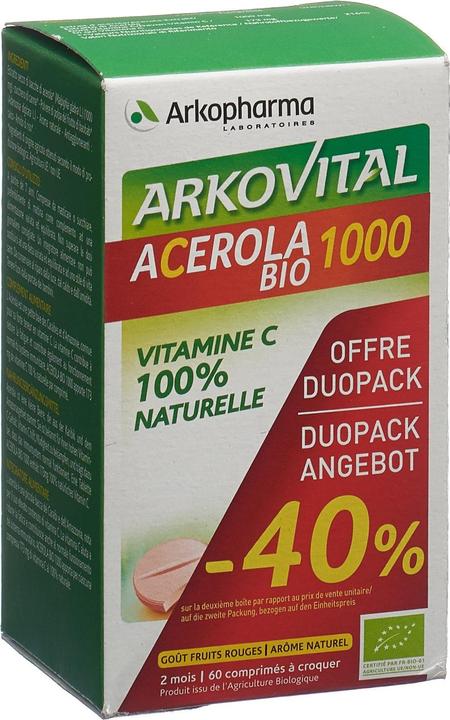 Image du produit Arkopharma Arkovital Bio Acerola Kautabletten 1000mg (60 pièce(s), Cachets, 191 g)