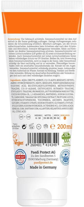Produktbild Paediprotect Sonnencreme LSF 50+ (Sonnencreme, SPF 50+, 200 ml, 224 g)