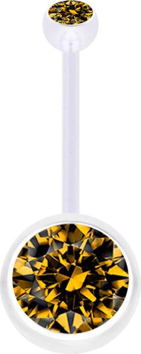Image du produit Star Piercing Banane grossesse transparente avec deux boules cristal grande topaze (sans laiton, Bioflex)