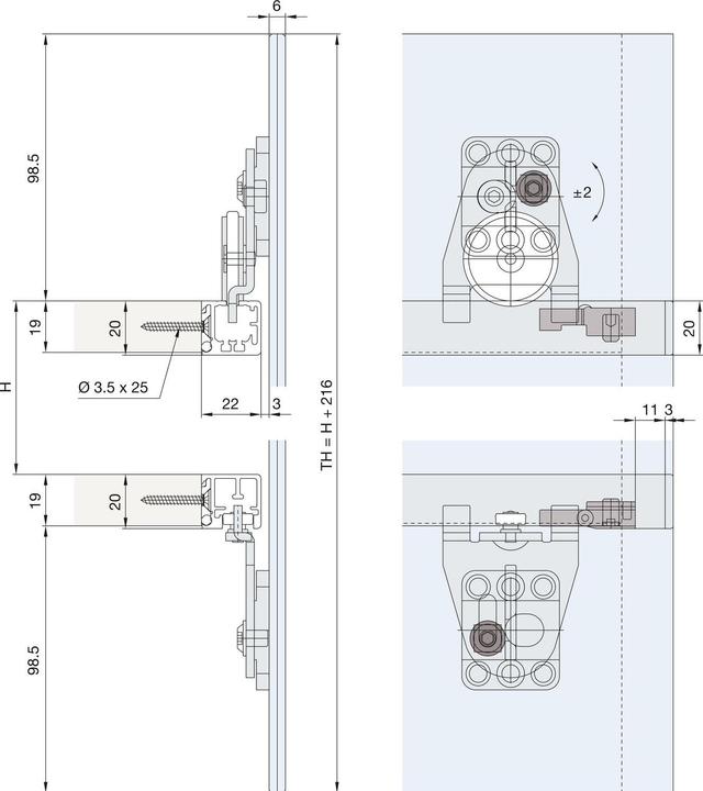 Actual product image HAWA Sliding door fittings -REGAL B 25 H/SP, Forslide