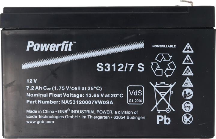 Immagine prodotto Exide Batteria al piombo Powerfit S312/7 S, connessione 4.8, omologazione VDS (12 V, 7.20 Ah)