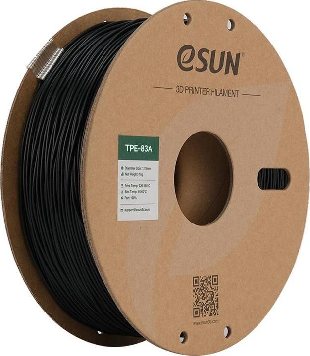 Image du produit eSUN TPE-83A eLastic Noir Filament flexible 1.75mm 1Kg (TPE, 1.75 mm, 1000 g, Noir)