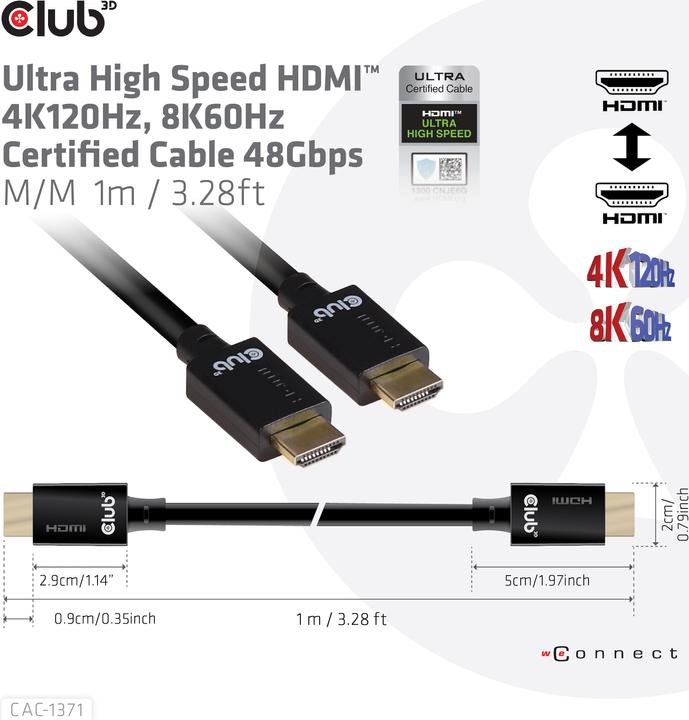 Image du produit Club 3D HDMI (Typ A) — HDMI (Typ A) (3 m, HDMI)