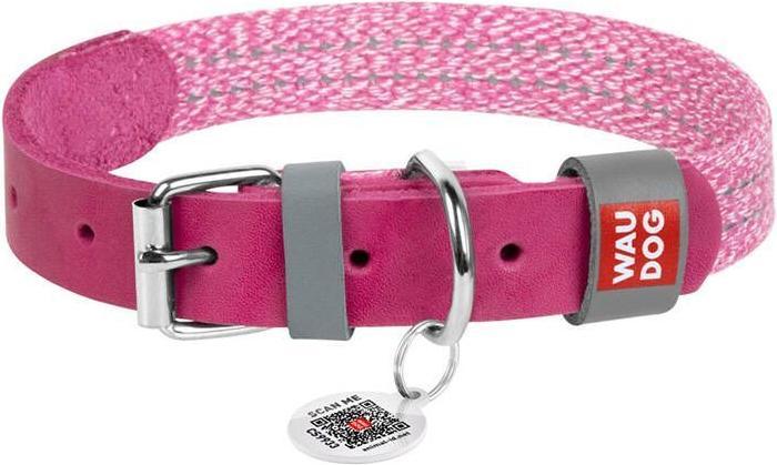 Actual product image Waudog Classic dog collar with QR codePink, GrM (M, Dog, Dog sport)