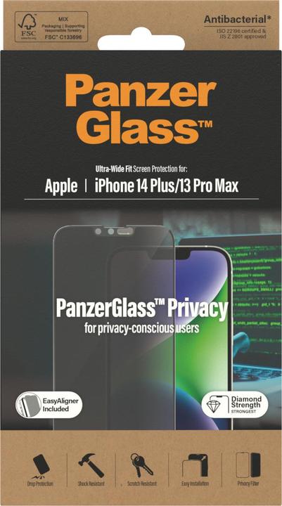 Immagine prodotto PanzerGlass Pellicola protettiva Ultra Wide Fit Privacy iPhone 14 Plus (1 Pezzo/i, Apple iPhone 13 Pro Max, Apple iPhone 14 Plus)