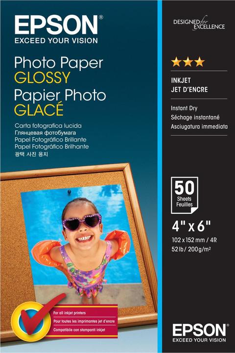 Epson Foto Papier, glänzend, 50 Blatt (200 g/m², 10 x 15 cm, 50 x)