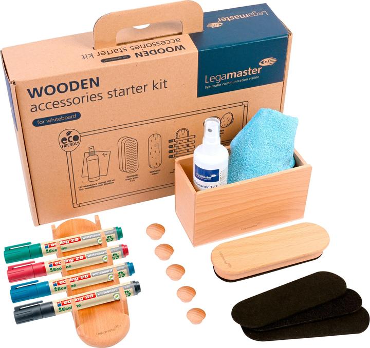 Actual product image Legamaster Starter Kit Whiteboard Accessories Set Wooden 17 pieces, wooden