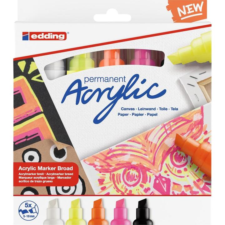 Image du produit Edding Marqueur acrylique 5000 (Multicolore, 10 mm, 5 x)