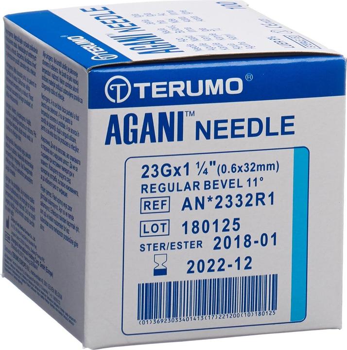 Produktbild Terumo Agani Einmalkalkanüle 23G 0.6x32mm blau (100 Stk)