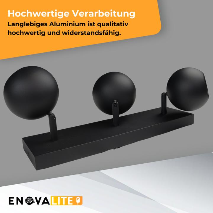 Produktbild Enovalite Deckenleuchte GLOBE, GU10-Fassung, IP20, Ø10cm, 3 flammig, schwarz (GU10)