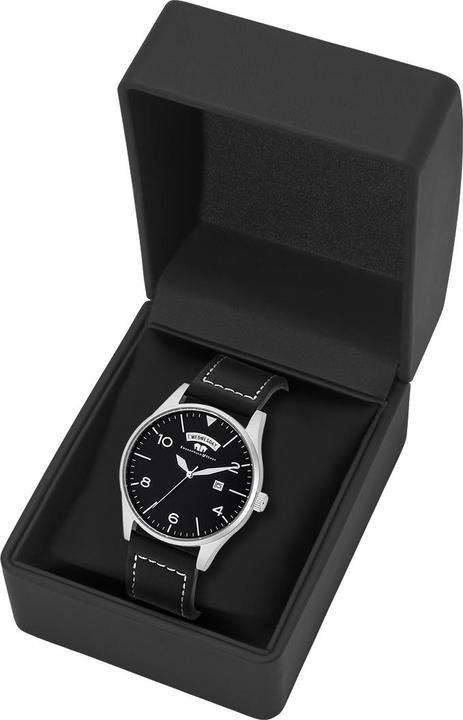 Immagine prodotto Orologio al quarzo da uomo vintage in vera pelle nera - 16418 (Cronografo, 42.90 mm)