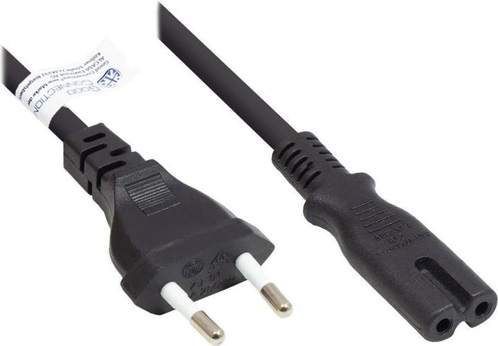 Actual product image Good Connections Euro power cable Euro plug type C (straight) to C7/Euro 8 socket (straight), black, 0.75 mm², 0.5 (0.50 m)