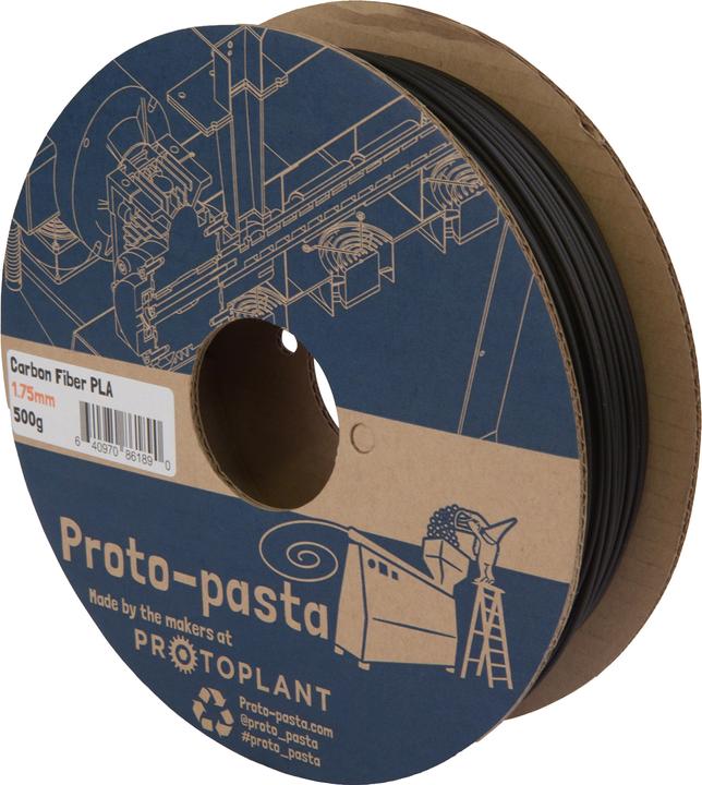 Proto-pasta PLA mit Carbon Faser (PLA, Carbon, 1.75 mm, 500 g, Grau)