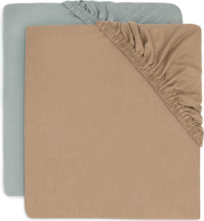Actual product image Jollein Fix-Leintuch Jersey 2er, 60 x 120 cm, Sea Green/Biscuit (60 x 120 cm)