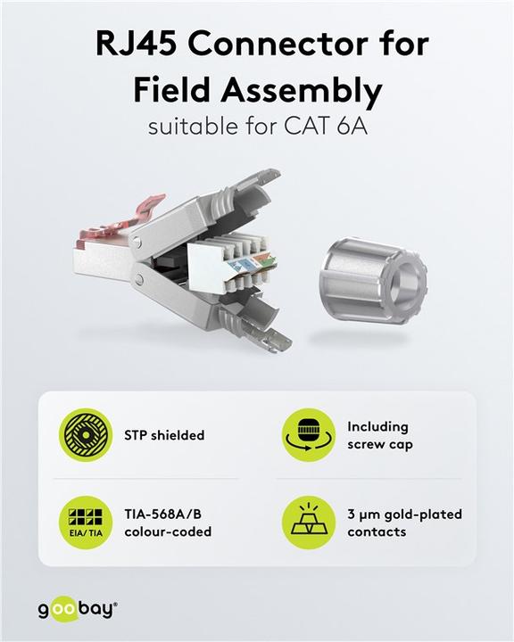 Produktbild Goobay CAT 6 feldkonfektionierbarer RJ45-Stecker, STP geschirmt (Netzwerkkabel Stecker)