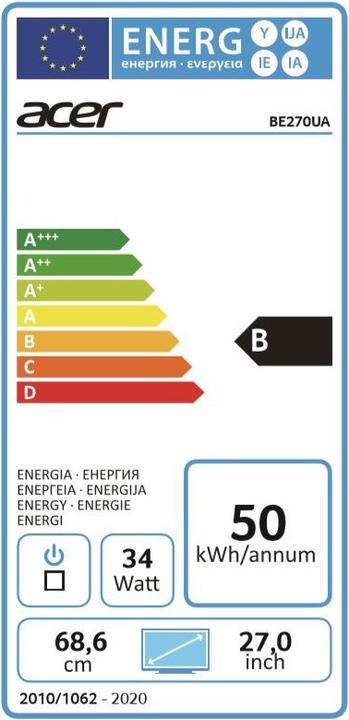 Energie-Label Acer BE270UA (2560 x 1440 Pixel, 27.01")