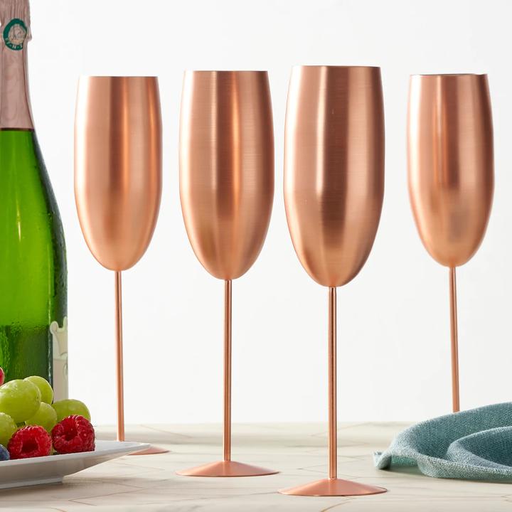 Image du produit Oak & Steel Acier inoxydable Verres à vin Or rose mat Lot de 4 (50 cl, 4 Verres, Set de verres à vin)