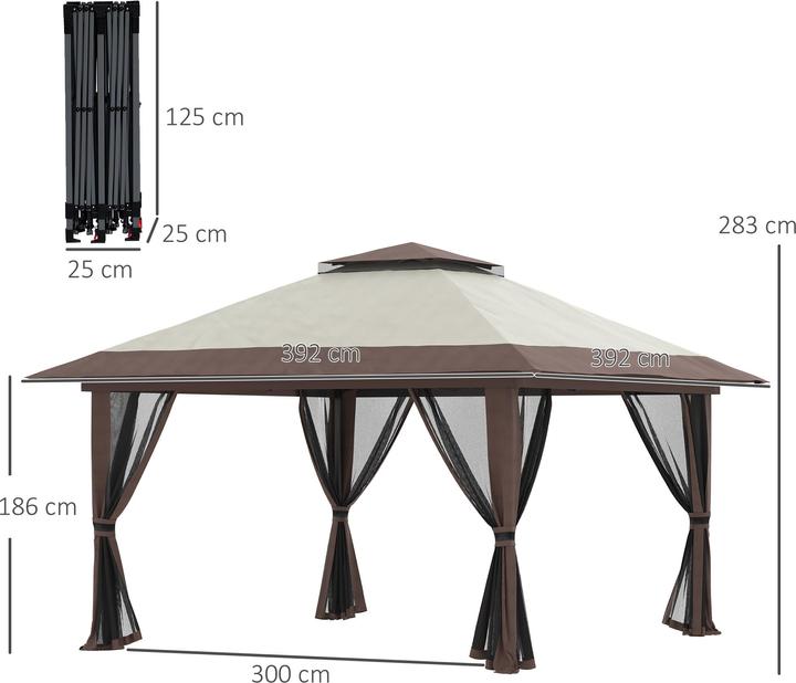 Immagine prodotto Outsunny Padiglione pieghevole con rete (392 cm, 392 cm)