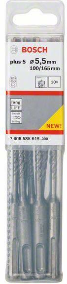 Produktbild Bosch Professional Zubehör Hammerbohrer SDS plus-5, 5,5 x 100 x 165 mm, 10er-Pack (5.5 mm)
