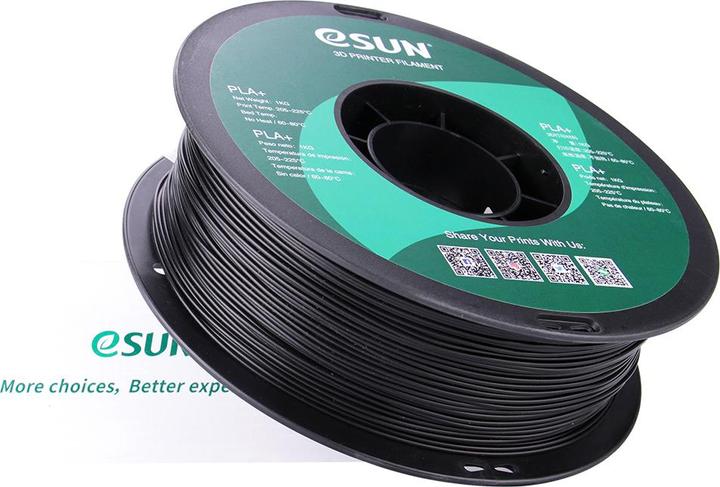 Image du produit eSUN PLA+ 1.75mm noir 1Kg (PLA+ LECTURE, 1.75 mm, 1000 g, Noir)