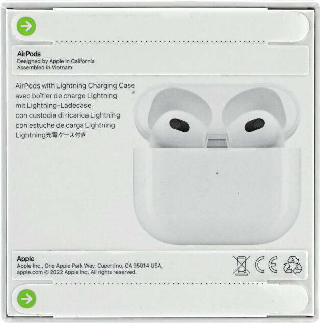 Image du produit Apple AirPods (3rd Gen.) Lightning Case (pas de réduction du bruit, 6 h, Sans fil)