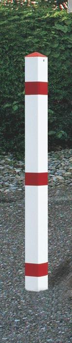 Actual product image Urbanus Barrier post steel red-white with ground socket with pointed cap