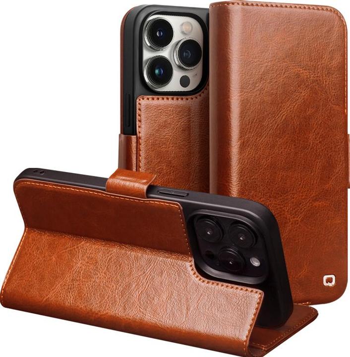 Immagine prodotto QiAlino Custodia flip con chiusura magnetica Marrone chiaro (Apple iPhone 14 Pro)
