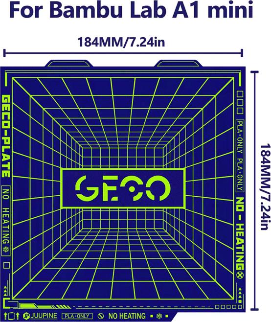 Immagine prodotto 3d-printerstore.ch GECO Buildplate für Bambu Lab A1 Mini (Letto di stampa)