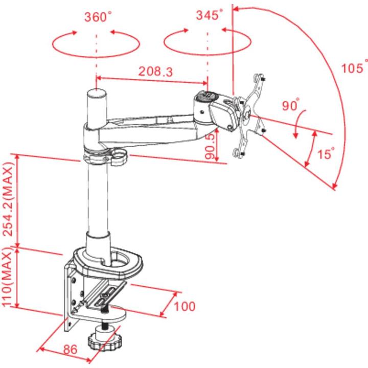 Immagine prodotto SpeaKa Professional Supporto per monitor girevole, regolazione dell'altezza (Tavolo, 30")