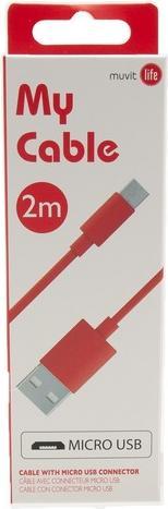 Label énergétique Muvit My Cable Micro USB 2m Rouge (2 m, USB 3.2 Gen 1)