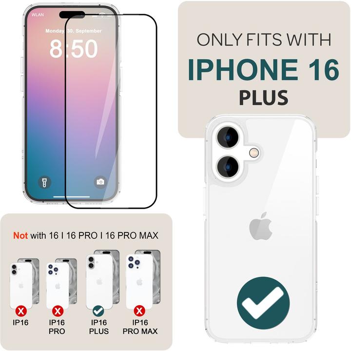 Produktbild Nalia 2x Schutzglas & 1x Schablone (2 Stück, Apple iPhone 16 Plus)