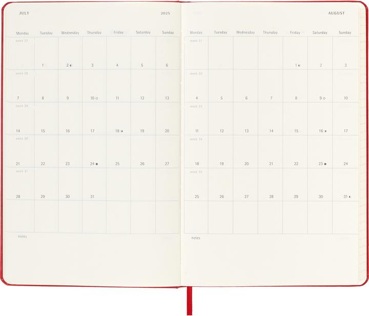 Productafbeelding Moleskine 18 maanden weekkalender 2024/2025, L/A5, 1 week = 1 pagina, rechts gelinieerd (A5, Engels)