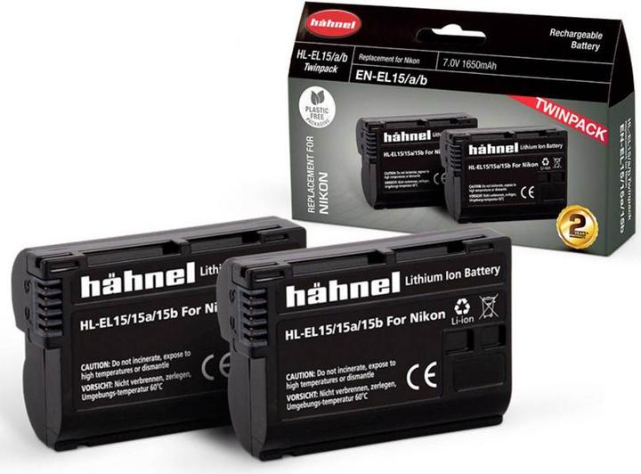 Actual product image Hähnel HL-EL15HPa/b, 2pcs camera battery replaces original battery EN-EL15 7 V 1650 mAh (Camera battery)